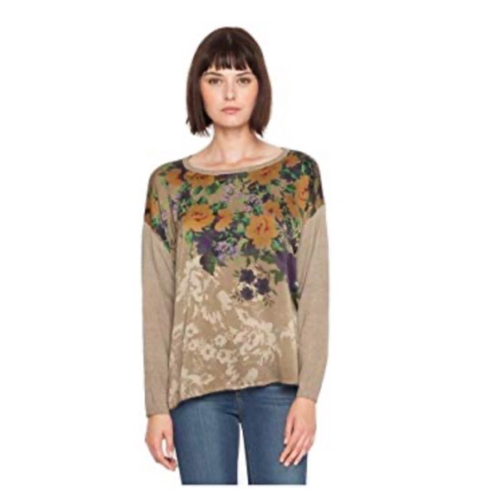 Johnny Was Night Roses Pullover Silk Cashmere Top